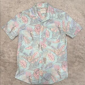 American Eagle Outfitters Blue and Pink Casual Button Down Shirt